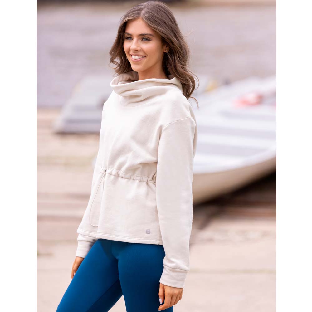 OUT BUZO DE MOLETÓN AFELPADO CON CUELLO TORTUGA Y CINTURA AJUSTABLE